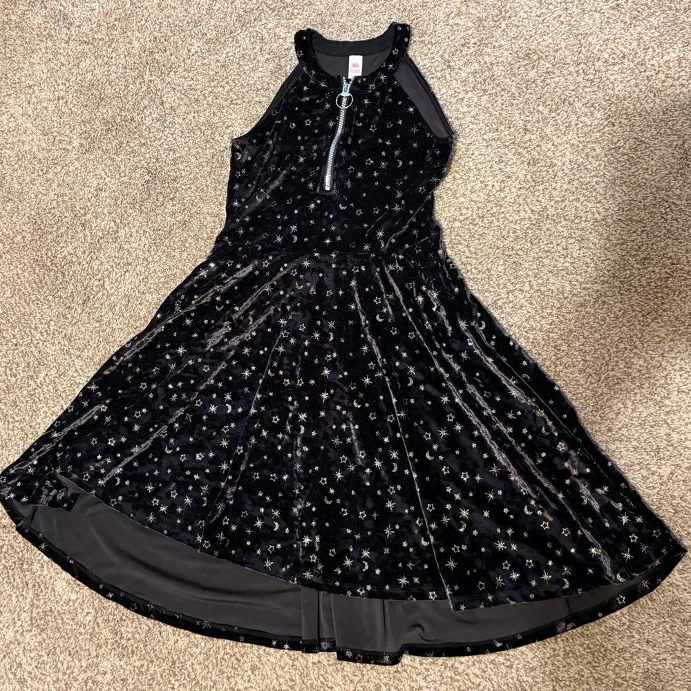 Justice Black Velvet Star Dress